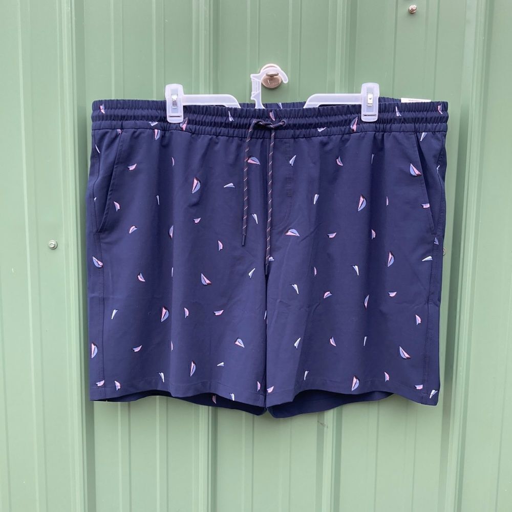 Men’s Pull-On Swim Trunks Shorts with Liner Sailboat Print Size 3XL (48-50)